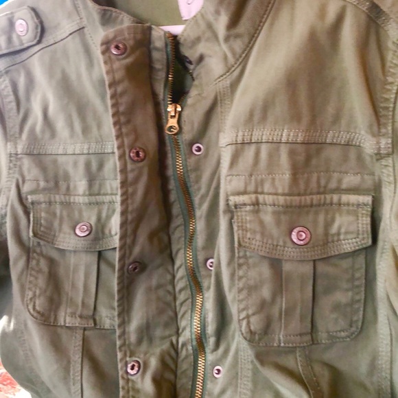 Kensie Jeans Sage Green Denim Utility Jacket Size Large - Picture 5 of 7